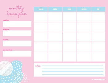 free printable lesson planner monthly
