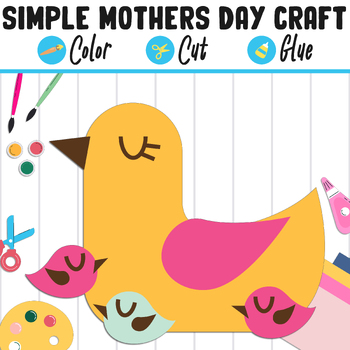 Preview of Simple Mothers Day Craft for Kids : Color Cut Glue, a Fun Activity for PreK-2nd