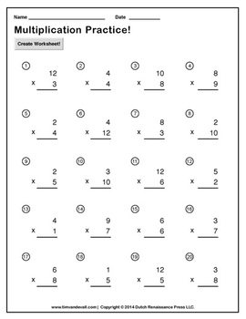 Simple Multiplication Worksheet Maker - Create Infinite Math Worksheets!