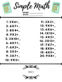 Simple Multiplication Worksheet