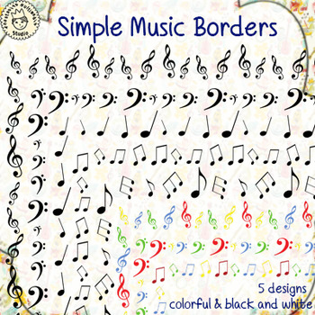 Preview of Simple Music Borders Clipart