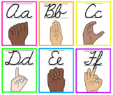 Simple Neon Cursive/ASL Alphabet