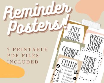 Preview of Simple Neutral Reminder Posters- Back to School