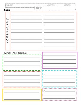 Simple Note Taking Template by Letter J for Julie | TPT