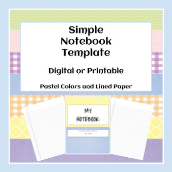 Preview of Simple Notebook Template- Digital or Printable- FREEBIE- Google 