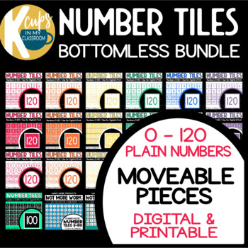 Preview of Simple Number Tiles 0 - 120 BOTTOMLESS BUNDLE - Moveable and Printable