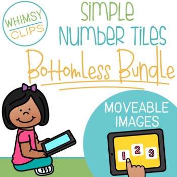 Preview of Simple Number Tiles Clip Art BOTTOMLESS BUNDLE - MOVEABLE Images