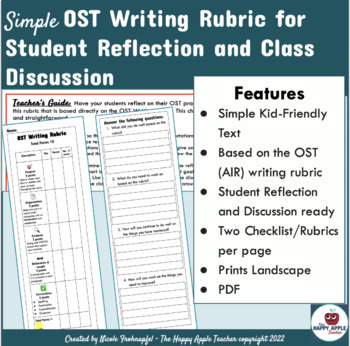 Preview of Simple AIR Writing Rubric for Student Reflection on State Tests PDF