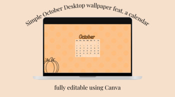 Preview of Simple October Calendar Desktop Wallpaper *Canva Template*