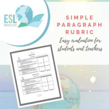 Preview of Simple Paragraph Rubric for ELLs (Fillable PDF)