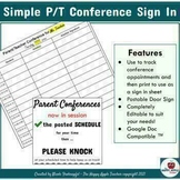 Simple Parent Teacher Conference Sign Up or In Sheet EDITA