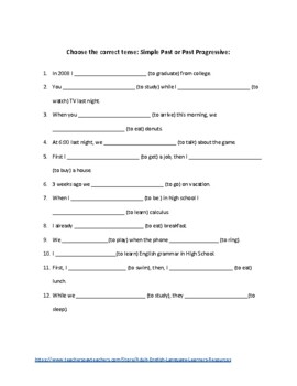 Simple Past, Past Progressive, and Time Clauses (Key Included) | TPT