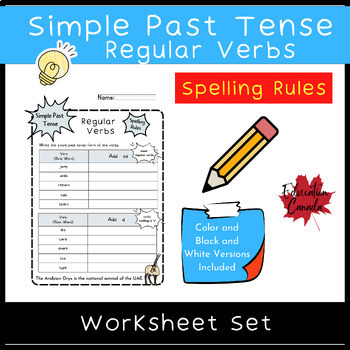 Simple Past Tense Regular Verbs Spelling Rules Worksheet Set by ...