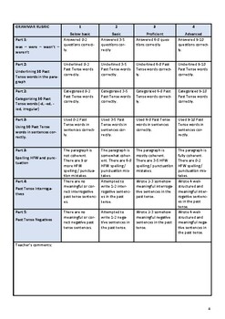 past tense essay rubric