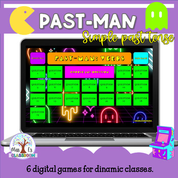 Preview of Simple Past GAMES interactive (Ppt) Retro style