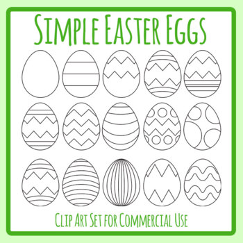 Preview of Simple Patterned Easter Eggs for Templates or Color in Clip Art Commercial Use