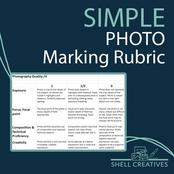 Preview of Simple Photography Rubric