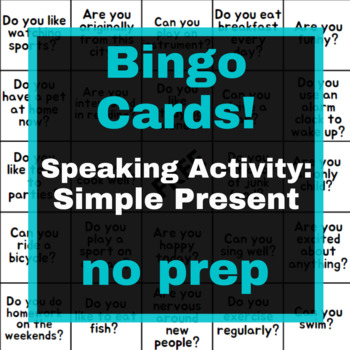 Preview of Simple Present Bingo: Walk and Talk Activity | ESL/EFL Speaking Activity