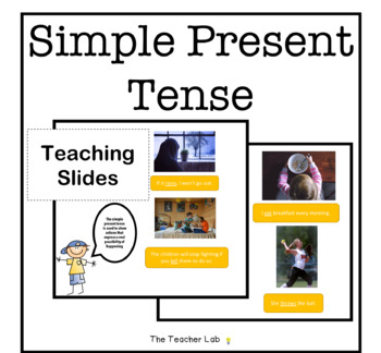 Preview of Simple Present Tense slides, games & exercises