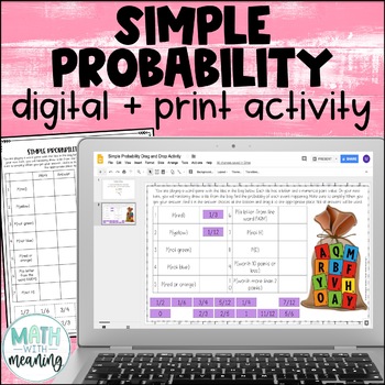 Preview of Simple Probability Digital and Print Drag and Drop Activity for Google