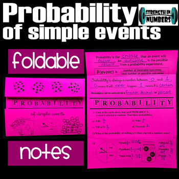 Preview of Simple Probability Foldable Notes for Interactive Notebook