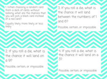 Preview of Simple Probability Outcomes Task Cards 