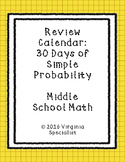 Simple Probability Review Calendar