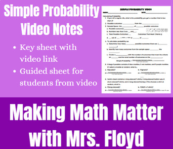 Preview of Simple Probability Video Notes