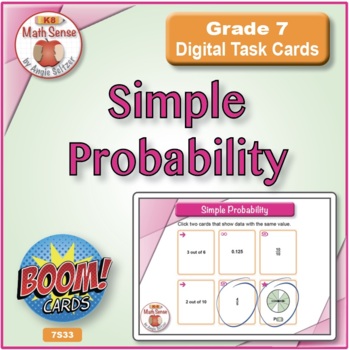 Preview of Simple Probability with Dice Cubes Spinners | BOOM Digital Task Cards 7S33