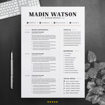 Preview of Simple Professional Job Resume Template | Business Manager