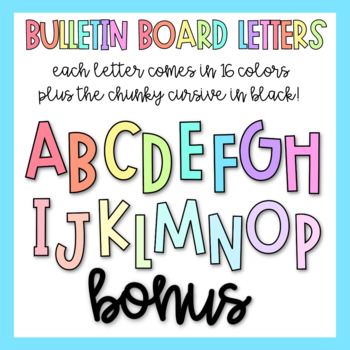Simple Rainbow Classroom Decor - Bulletin Board Letters by Turn Up DeNoise