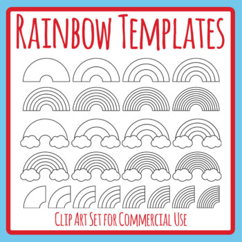 Simple Rainbow Outlines / Templates Color Spectrum Weather Clip Art ...