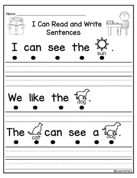 Simple Sight Word Read and Write Sentences by Govea Creations | TPT