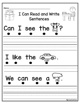 Simple Sight Word Read and Write Sentences by Govea Creations | TPT