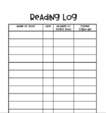 Simple Reading Log Worksheets & Teaching Resources | TpT