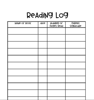 Simple Reading Log by TAY C SLP TO BE | TPT