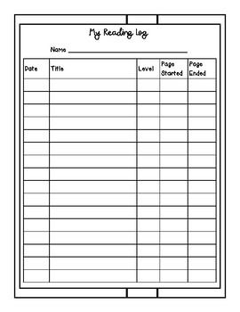 Simple Reading Log - Front & Back by mitten teacher | TpT