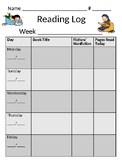 Simple Reading Log Homework with Questions for Accountabil