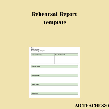 Preview of Simple Rehearsal Report Template