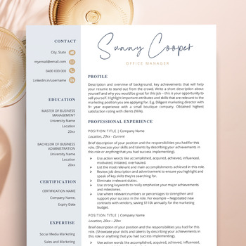 Preview of Simple Resume Template, Middle School Teacher, Resume Template Teacher Aide
