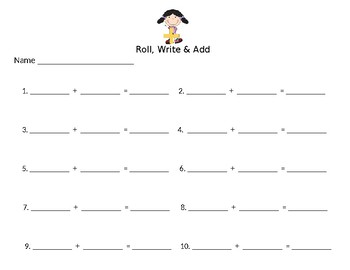 Preview of Free Simple "Roll, Write & Add" Addition Center