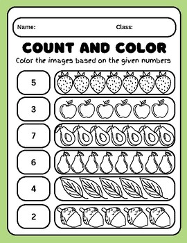 Preview of Simple School Illustration - Coloring, Counting Images Mathematics Worksheet