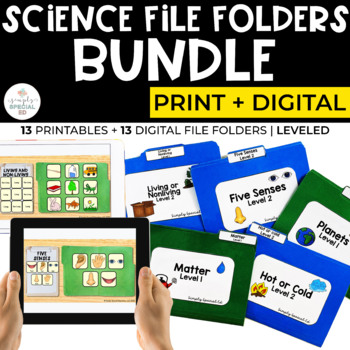 Preview of Simple Science File Folders Bundle (Digital File Folders for Special Education)