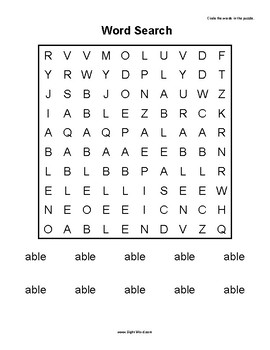 simple search word puzzles for words that begin with a sight word
