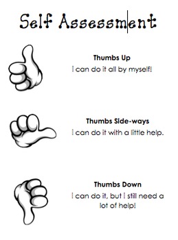 Simple Self Assessment Chart by Angela Miller Hop To It | TpT