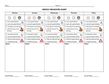 Preview of Simple Self-Monitoring Behavior Chart