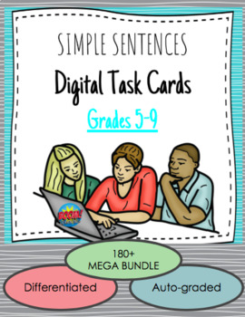 Preview of Simple Sentences DIGITAL Boom! Task Cards - Literature Based