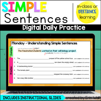 Preview of Simple Sentences Digital Daily Practice