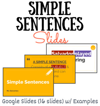 Preview of Simple Sentences Google Slides Presentation