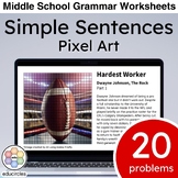 Simple Sentences | Grammar Worksheets | Pixel Art | Review